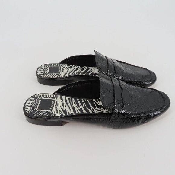 Dolce Vita Womens 8.5 Shiny Black Leather Upper Slip On Slide Loafer Flats - Picture 6 of 11